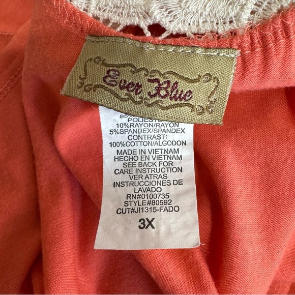 Ever Blue Lace Racer Back Ruffled Salmon Tank - Picture 6 of 8